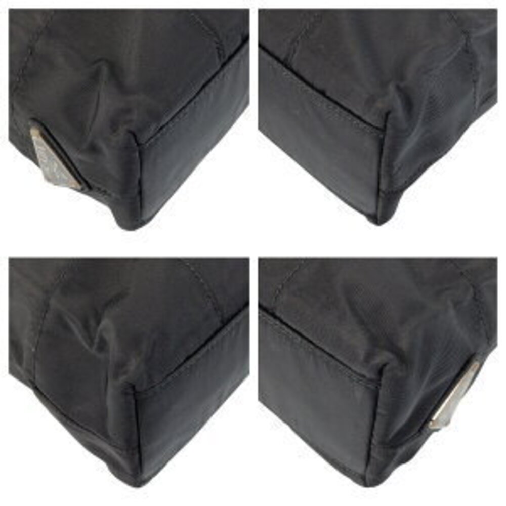 Prada triangular bag tote black Tessuto nylon shoulder logo plate - Picture 3 of 10
